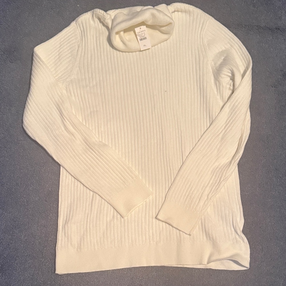 Talbots Cream Ribbed Turtleneck Sweater